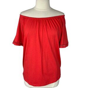Michael Kors On Off Shoulder Blouse Womens Small Coral Pink
